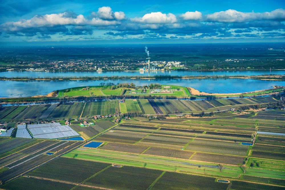 Luftbild Jork - Insel Hahnöfersand am Ufer des Flußverlaufes der Elbe in Jork im Bundesland Niedersachsen