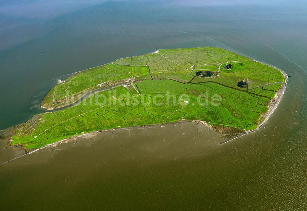 Gröde aus der Vogelperspektive: Insel Hallig Gröde in Schleswig-Holstein