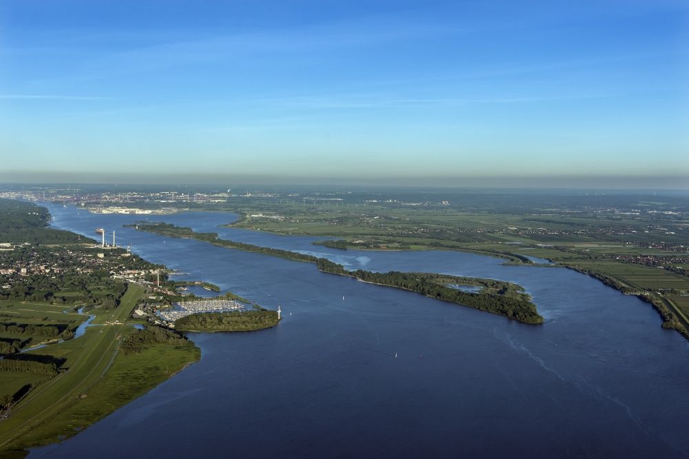Luftbild Jork - Insel Hanskalbsand in der Elbe bei Jork im Bundesland Niedersachsen