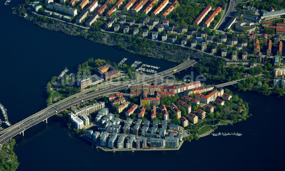 Luftbild Stockholm - Insel Lilla Essingen mit Ortsbereich in Stockholm in Stockholms län, Schweden