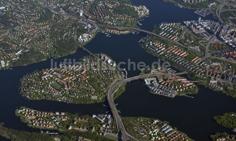 Luftbild Stockholm - Insel Stora und Lila Essingen mit Ortsbereich in Stockholm in Stockholms län, Schweden