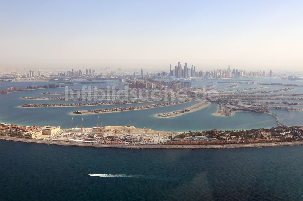Luftaufnahme Dubai - Insel- Streifen The Palm Jumeirah in Dubai in Vereinigte Arabische Emirate