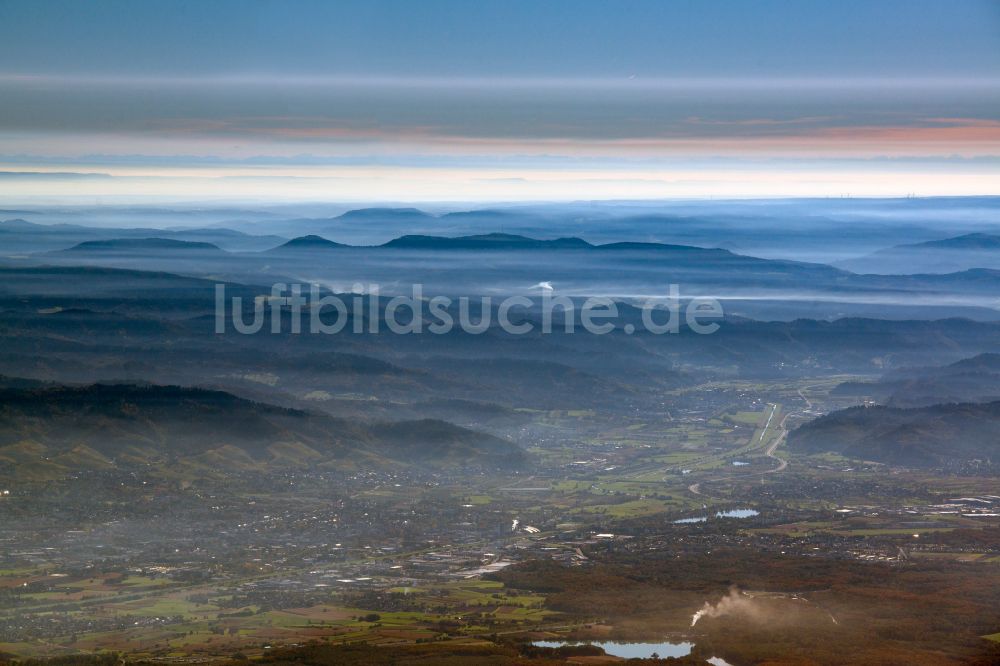 Luftbild Durbach - Inversions - Wetterlage am Horizont bei Durbach im Bundesland Baden-Württemberg, Deutschland