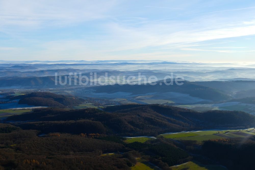 Hessisch Lichtenau von oben - Inversions - Wetterlage am Horizont in Hessisch Lichtenau im Bundesland Hessen