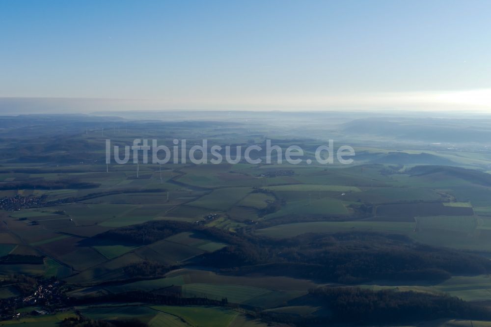 Luftbild Teistungen - Inversions - Wetterlage am Horizont in Teistungen im Bundesland Thüringen, Deutschland