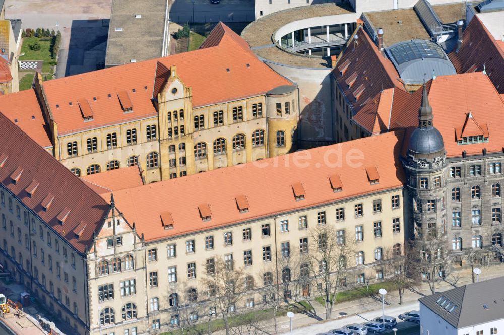 Magdeburg von oben - Justizgebäude des Landgericht Magdeburg an der Halberstädter Straße im Stadtteil Sudenburg