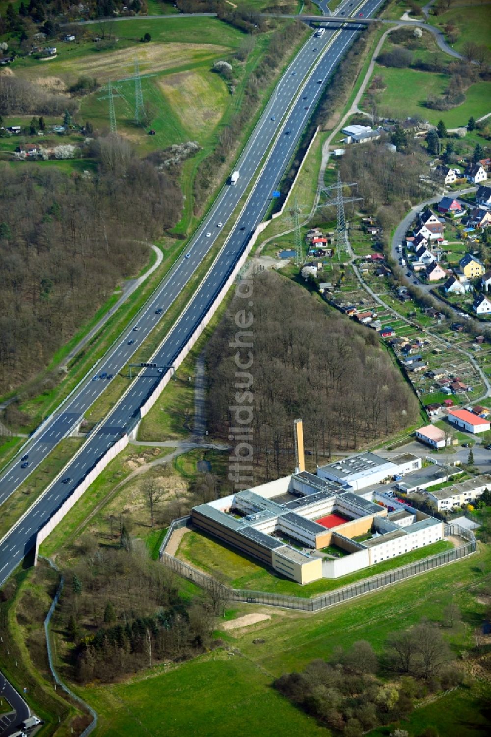 Luftbild Aschaffenburg - Justizvollzugsanstalt in Aschaffenburg im Bundesland Bayern, Deutschland