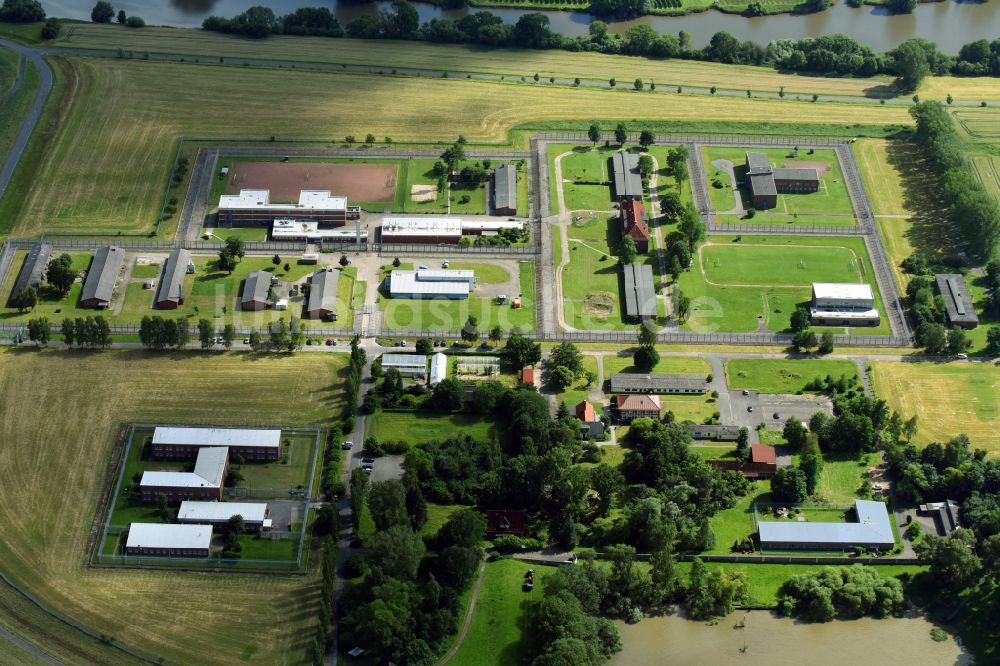 Luftbild Jork - Justizvollzugsanstalt JVA Hahnöfersand in Jork im Bundesland Niedersachsen, Deutschland