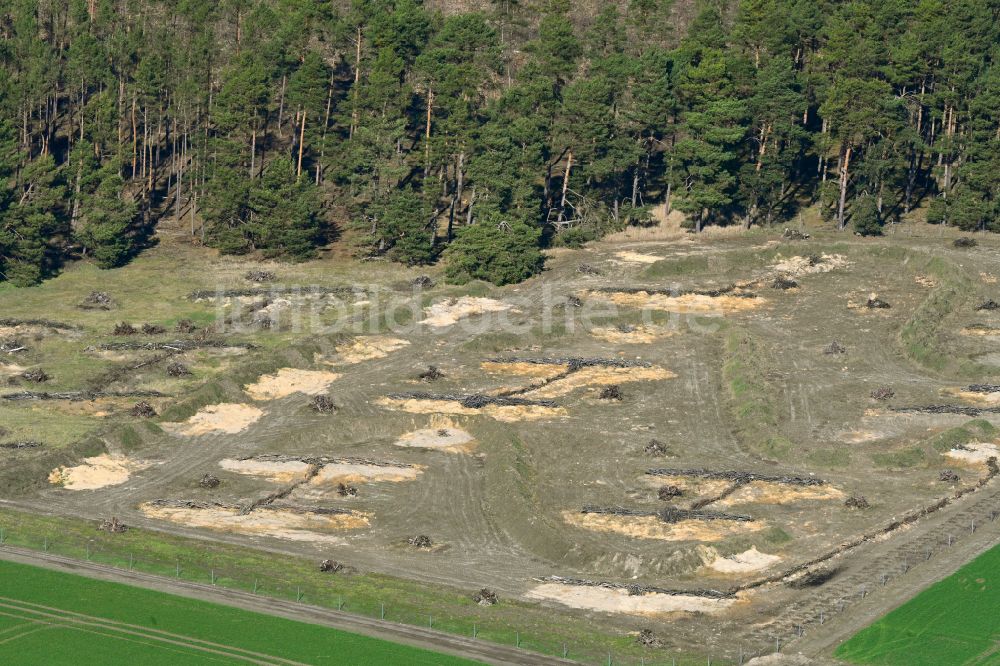 Luftbild Kablow - Kahle Fläche eines gerodeten Waldbestandes in Kablow im Bundesland Brandenburg, Deutschland