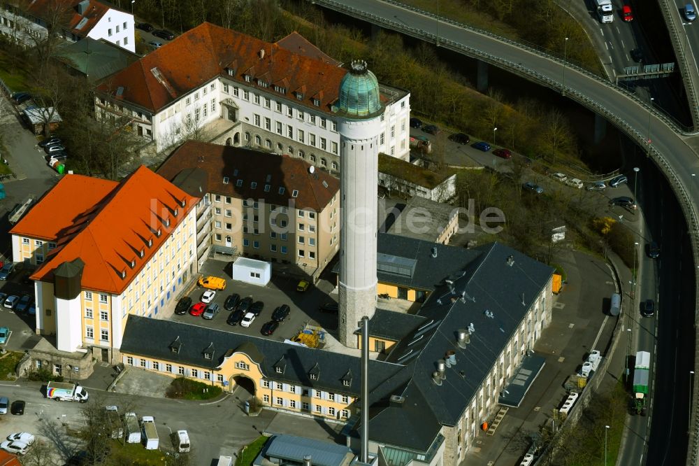 Würzburg von oben - Kamin des Universitätsklinikums in Würzburg im Bundesland Bayern, Deutschland