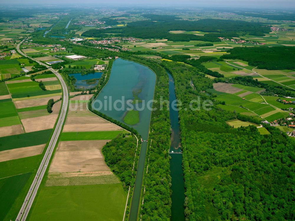 Luftbild Dettingen an der Iller - Kanalverlauf und Uferbereiche des Verbindungskanales Illerkanal in Dettingen an der Iller im Bundesland Baden-Württemberg, Deutschland