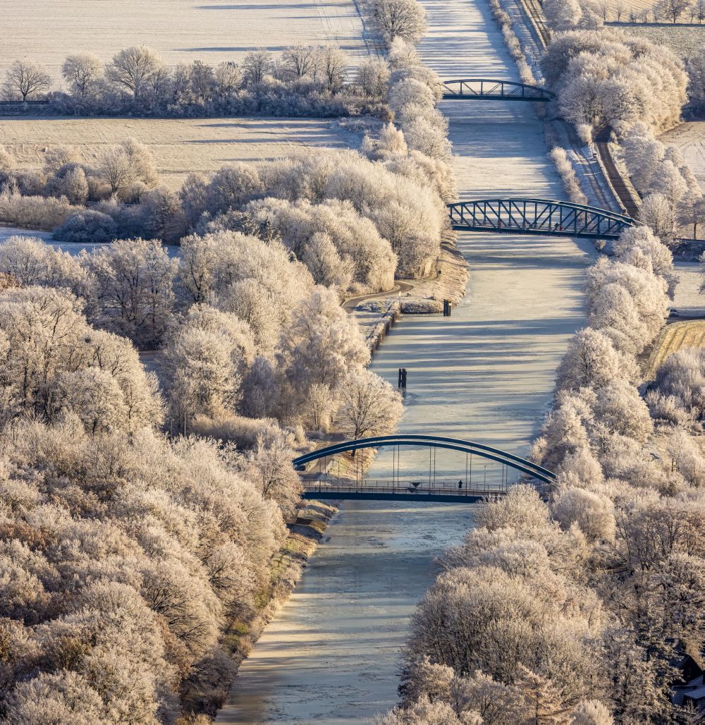 Luftaufnahme Hamm - Kanalverlauf und Uferbereiche des Verbindungskanales Lippe in Hamm im Bundesland Nordrhein-Westfalen, Deutschland