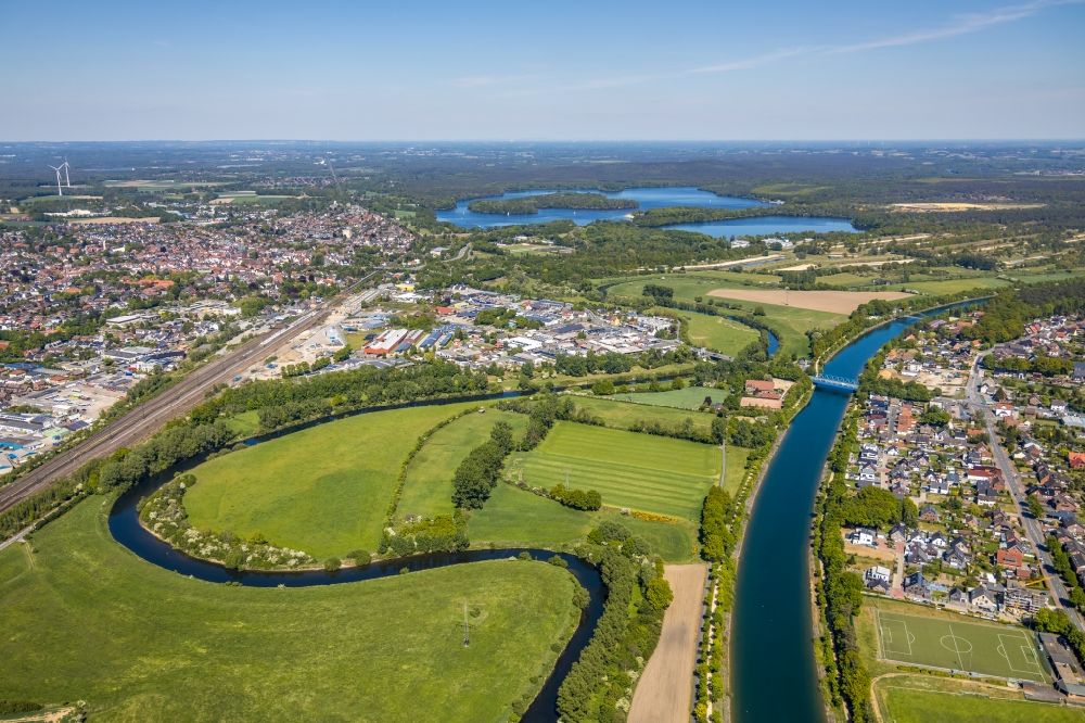 Luftbild Haltern am See - Kanalverlauf des Wesel-Datteln-Kanal und Fluss Lippe in Haltern am See im Bundesland Nordrhein-Westfalen, Deutschland