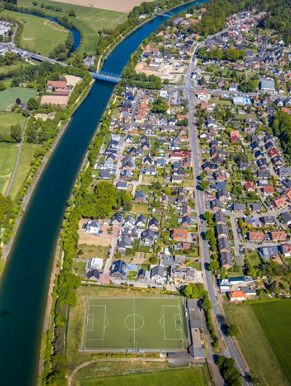 Luftaufnahme Haltern am See - Kanalverlauf des Wesel-Datteln-Kanal und Fluss Lippe in Haltern am See im Bundesland Nordrhein-Westfalen, Deutschland
