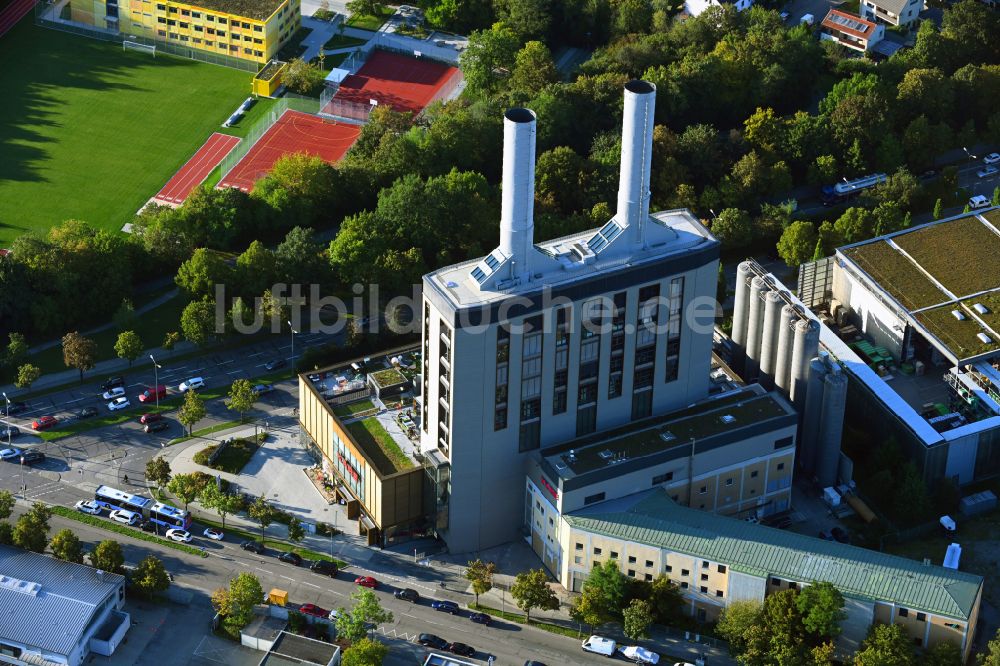 Luftaufnahme München - KARE Möbelhaus im Kraftwerk in der Drygalski-Allee in München im Bundesland Bayern