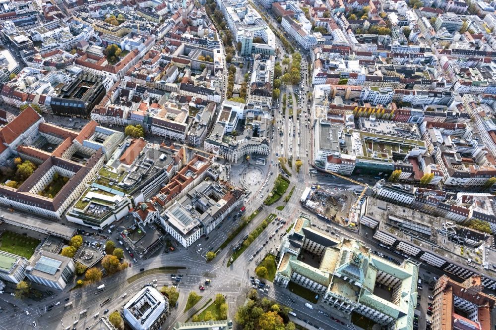 Luftbild München - Karlsplatz - Stachus in der Innenstadt von München im Bundesland Bayern