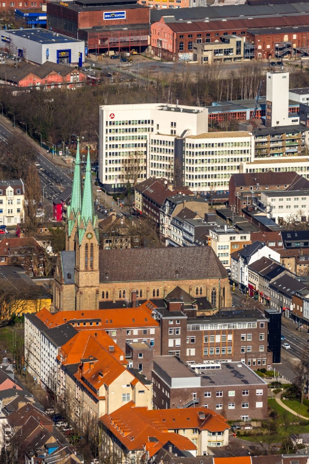 Luftaufnahme Oberhausen - Katholischen Kirche St.Marien in Oberhausen im Bundesland Nordrhein-Westfalen, Deutschland