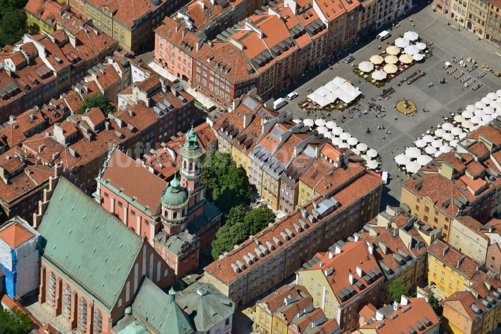 Warschau von oben - Kern- Zentrum der historischen Warschauer Altstadt der Hauptstadt Warschau in Polen