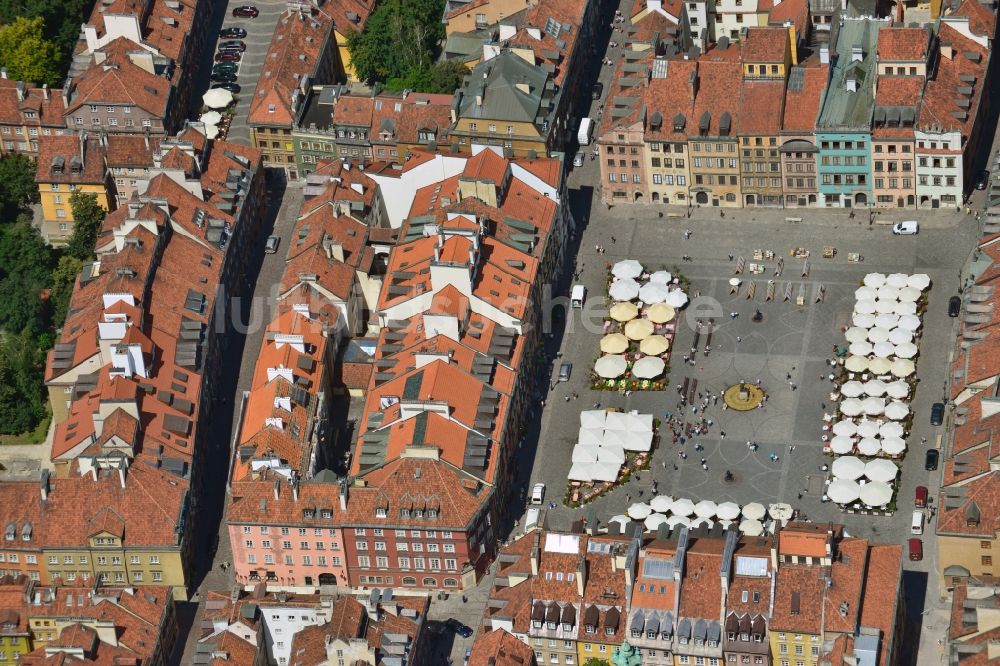 Luftaufnahme Warschau - Kern- Zentrum der historischen Warschauer Altstadt der Hauptstadt Warschau in Polen