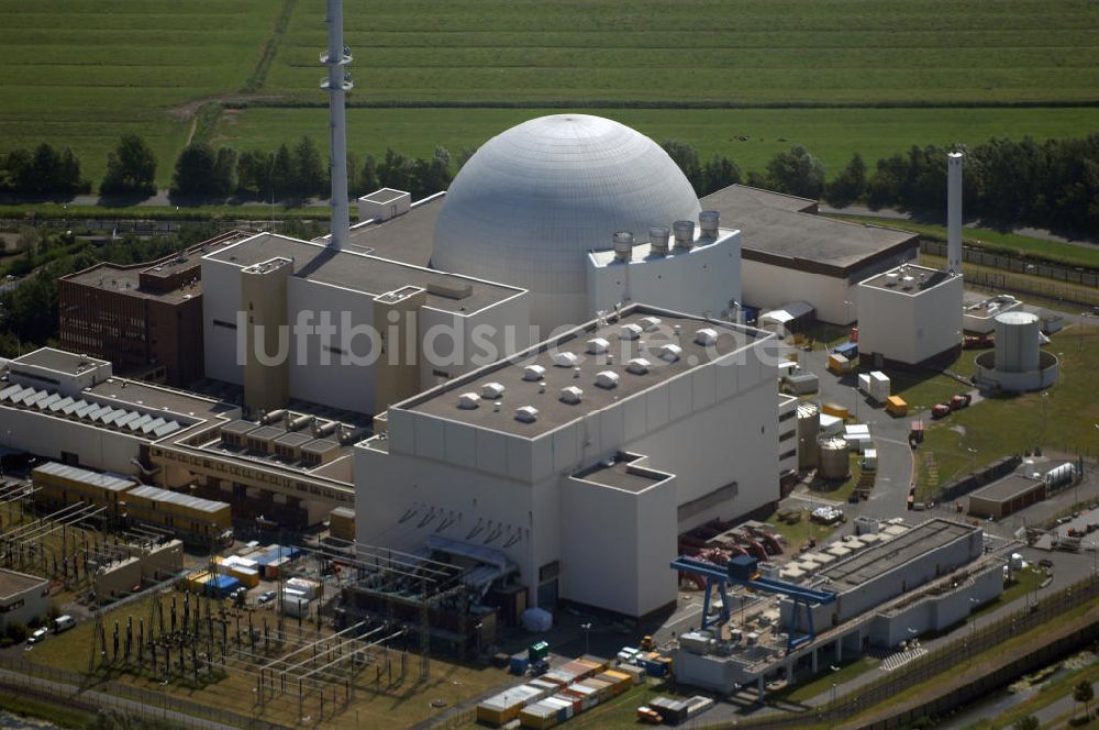 Brokdorf von oben - Kernkraftwerk / Atomkraftwerk Brokdorf KBR