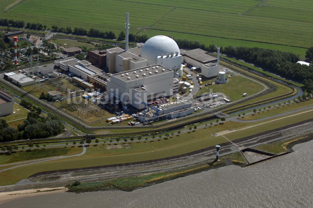 Brokdorf aus der Vogelperspektive: Kernkraftwerk / Atomkraftwerk Brokdorf KBR