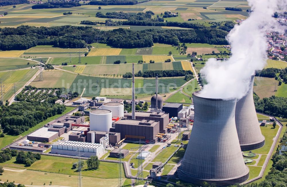 Gundremmingen von oben - Kernkraftwerk Gundremmingen im Bundesland Bayern