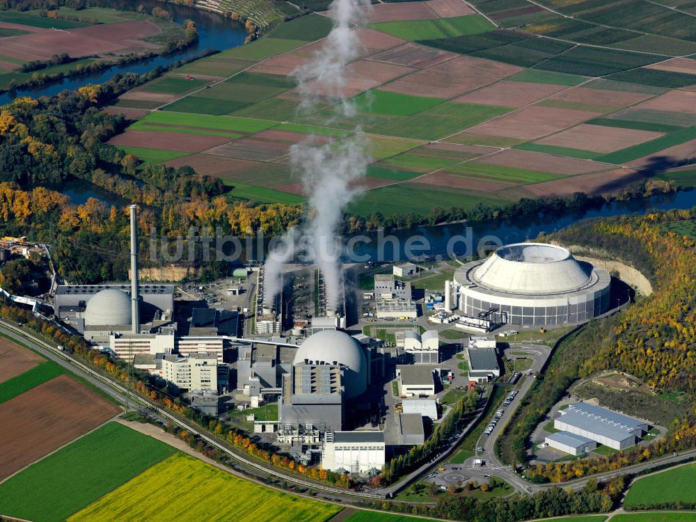 Neckarwestheim aus der Vogelperspektive: Kernkraftwerk in Neckarwestheim
