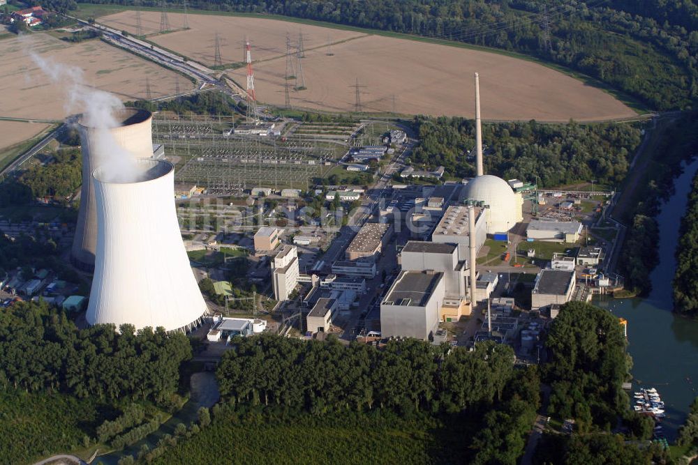 Philippsburg von oben - Kernkraftwerk Philippsburg