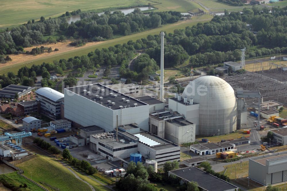 Nordenham aus der Vogelperspektive: Kernkraftwerk Unterweser (KKU - auch bekannt als KKW Esenshamm und KKW Kleinensiel)