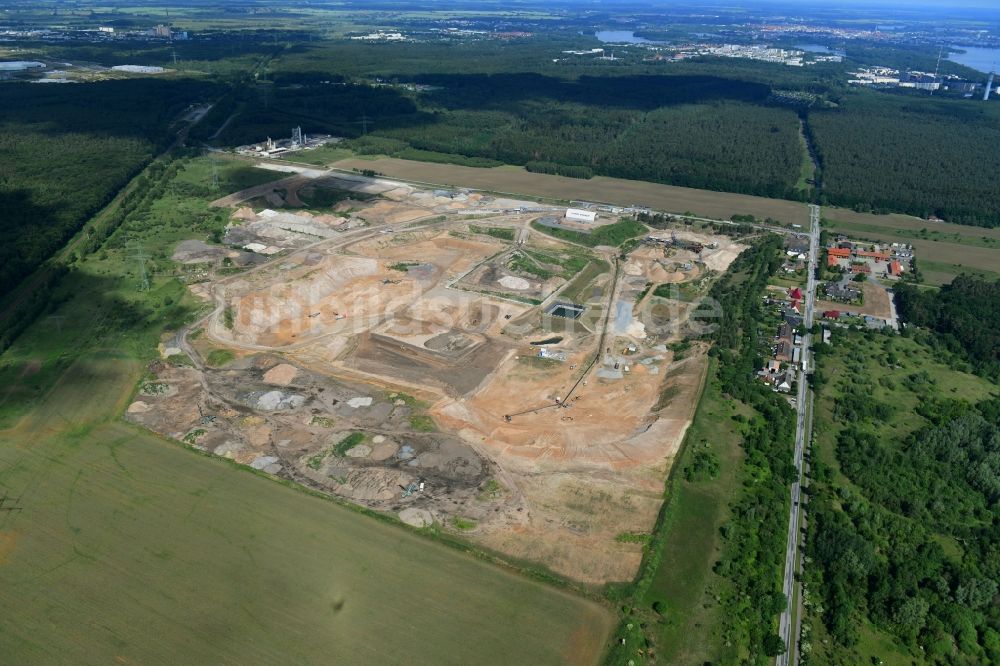 Luftbild Plate - Kies- Tagebau der OTTO DÖRNER GmbH & Co. KG im Ortsteil Consrade in Plate im Bundesland Mecklenburg-Vorpommern, Deutschland