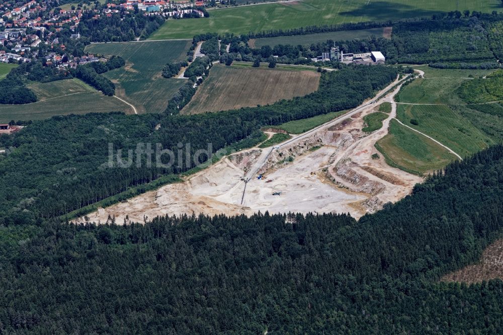 Planegg von oben - Kies- Tagebau in Planegg im Bundesland Bayern, Deutschland
