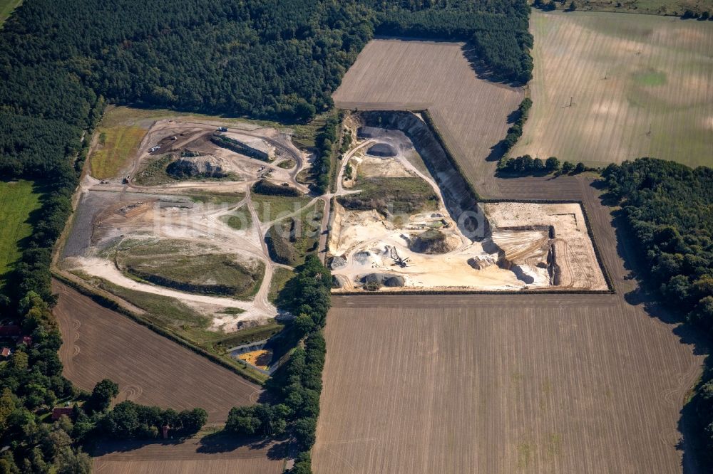 Luftbild Dersenow - Kies- Tagebau RBS-Kieshandelsgesellschaft mbH in Dersenow im Bundesland Mecklenburg-Vorpommern, Deutschland