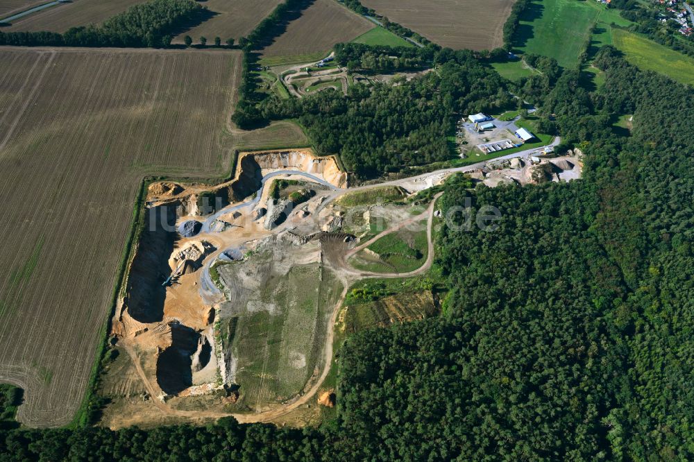 Luftbild Vellahn - Kies- Tagebau in Vellahn im Bundesland Mecklenburg-Vorpommern, Deutschland