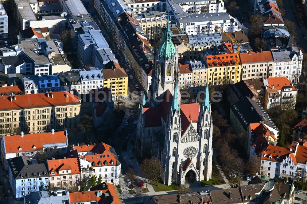 Luftbild München - Kirche St. Paul am St.-Pauls-Platz in München im Bundesland Bayern, Deutschland