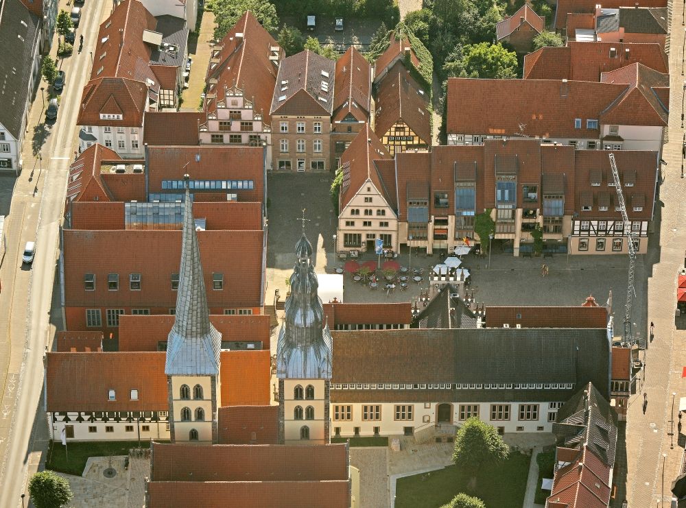 Luftaufnahme Lemgo - Kirche Sankt Nicolai in Lemgo im Bundesland Nordrhein-Westfalen
