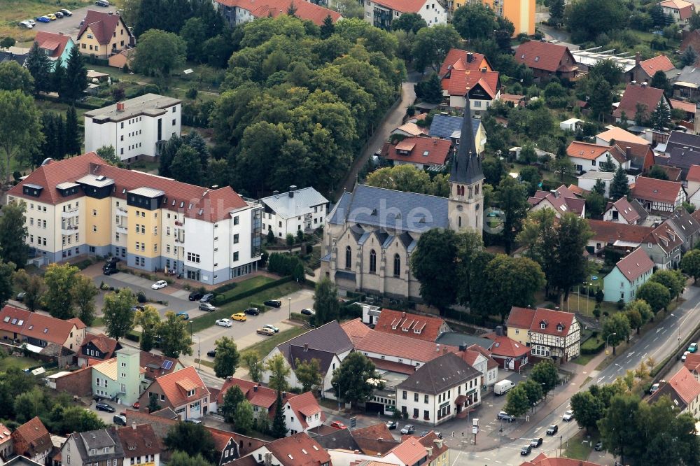 Luftaufnahme Leinefelde - Kirche St.Maria Magdalena zwischen der Breitenbacher Straße und Heiligenstädter Straße in Leinefelde in Thüringen
