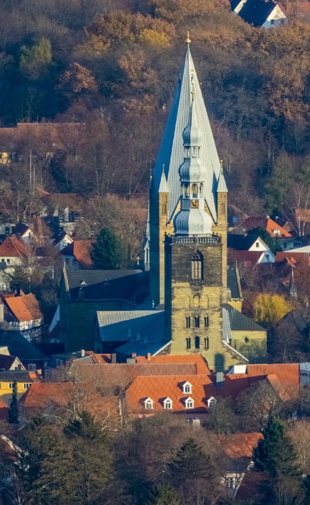 Luftbild Soest - Kirchen und Dom in der Innenstadt in Soest im Bundesland Nordrhein-Westfalen, Deutschland
