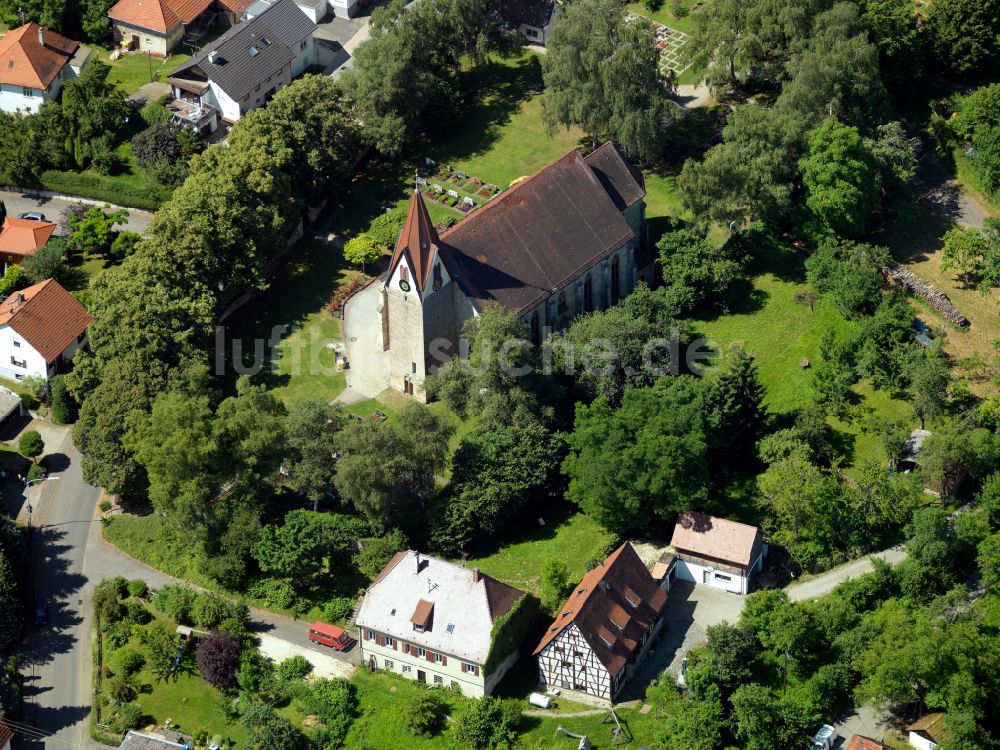 Luftaufnahme Bodelshausen - Kirchengebäude Dionysiuskirche in Bodelshausen im Bundesland Baden-Württemberg, Deutschland