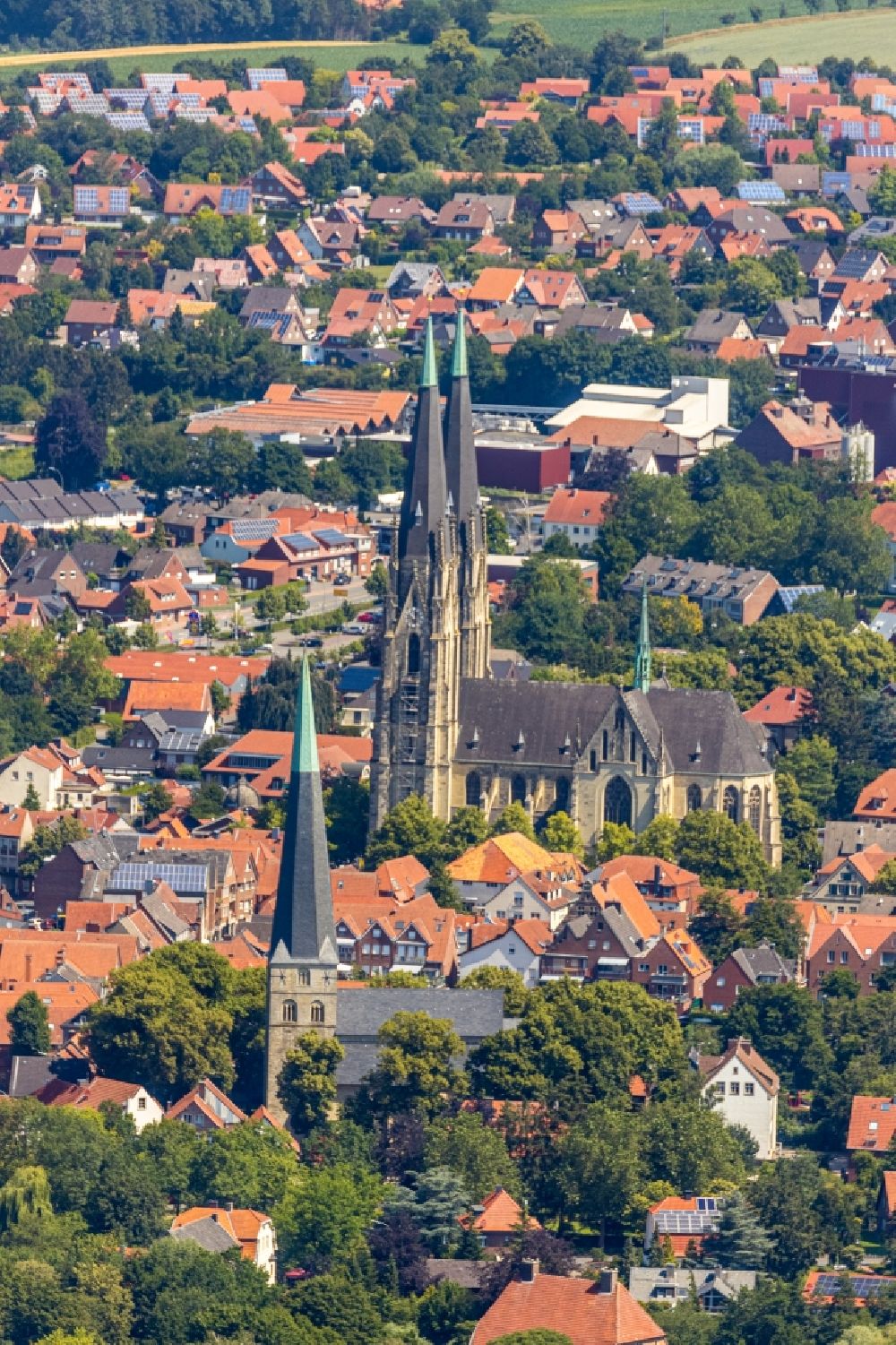Luftaufnahme Billerbeck - Kirchengebäude des Domes in der Altstadt in Billerbeck im Bundesland Nordrhein-Westfalen, Deutschland