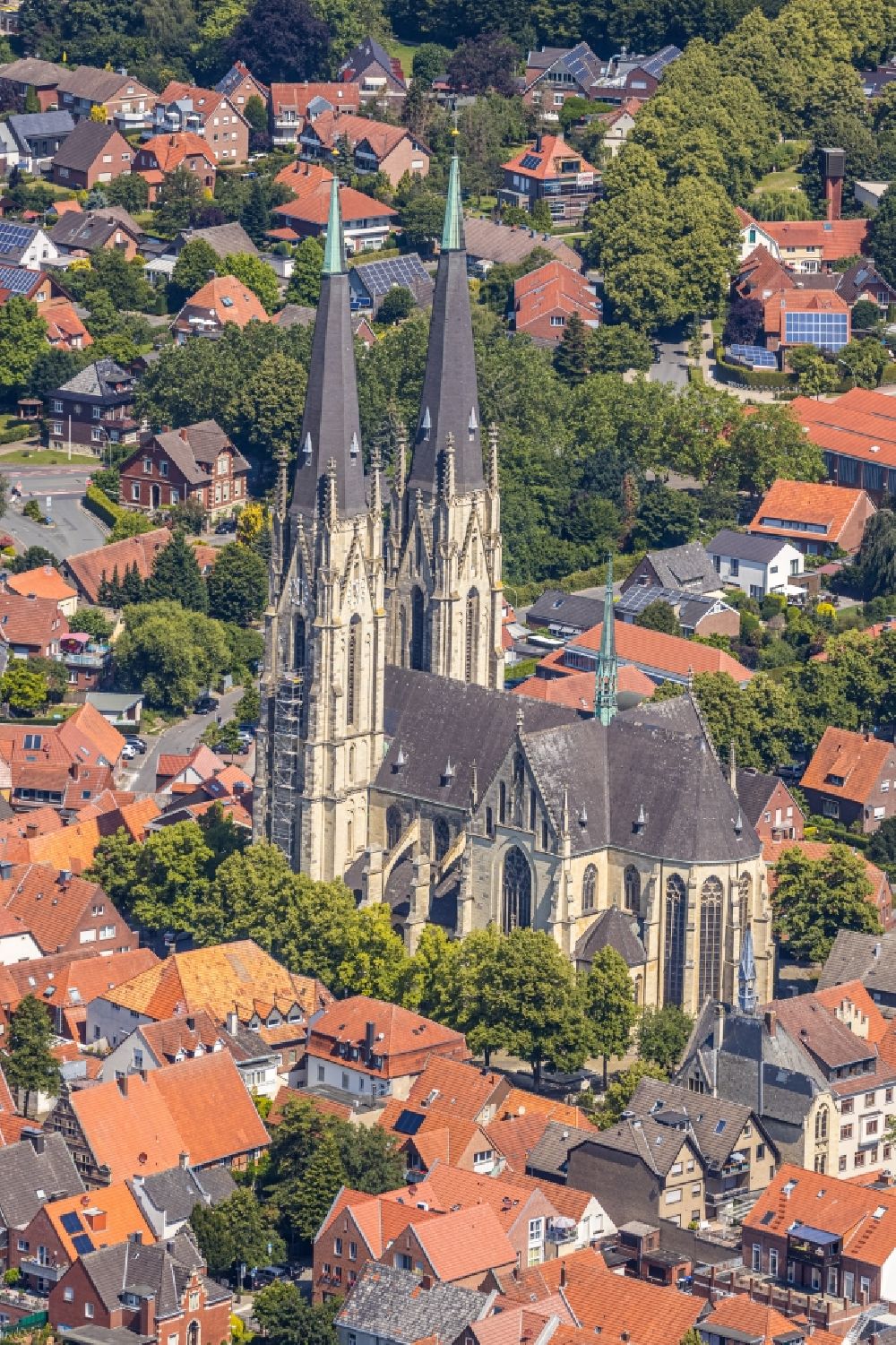 Billerbeck aus der Vogelperspektive: Kirchengebäude des Domes in der Altstadt in Billerbeck im Bundesland Nordrhein-Westfalen, Deutschland