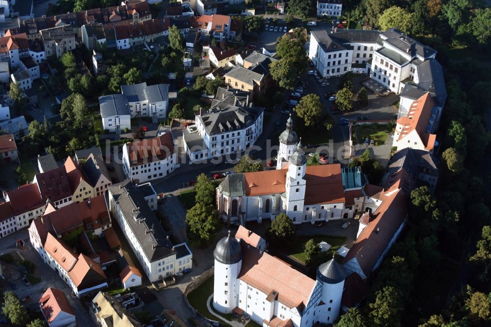 Luftaufnahme Wurzen - Kirchengebäude am Domplatz in Wurzen im Bundesland Sachsen