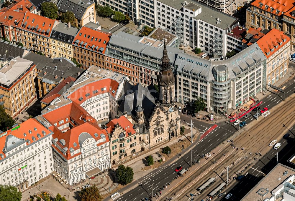 Luftaufnahme Leipzig - Kirchengebäude Evangelisch Reformierte Kirche in Leipzig im Bundesland Sachsen, Deutschland