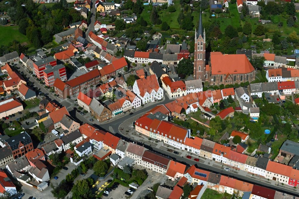 Luftaufnahme Kemberg - Kirchengebäude der Evangelischen Kirche in Kemberg im Bundesland Sachsen-Anhalt, Deutschland
