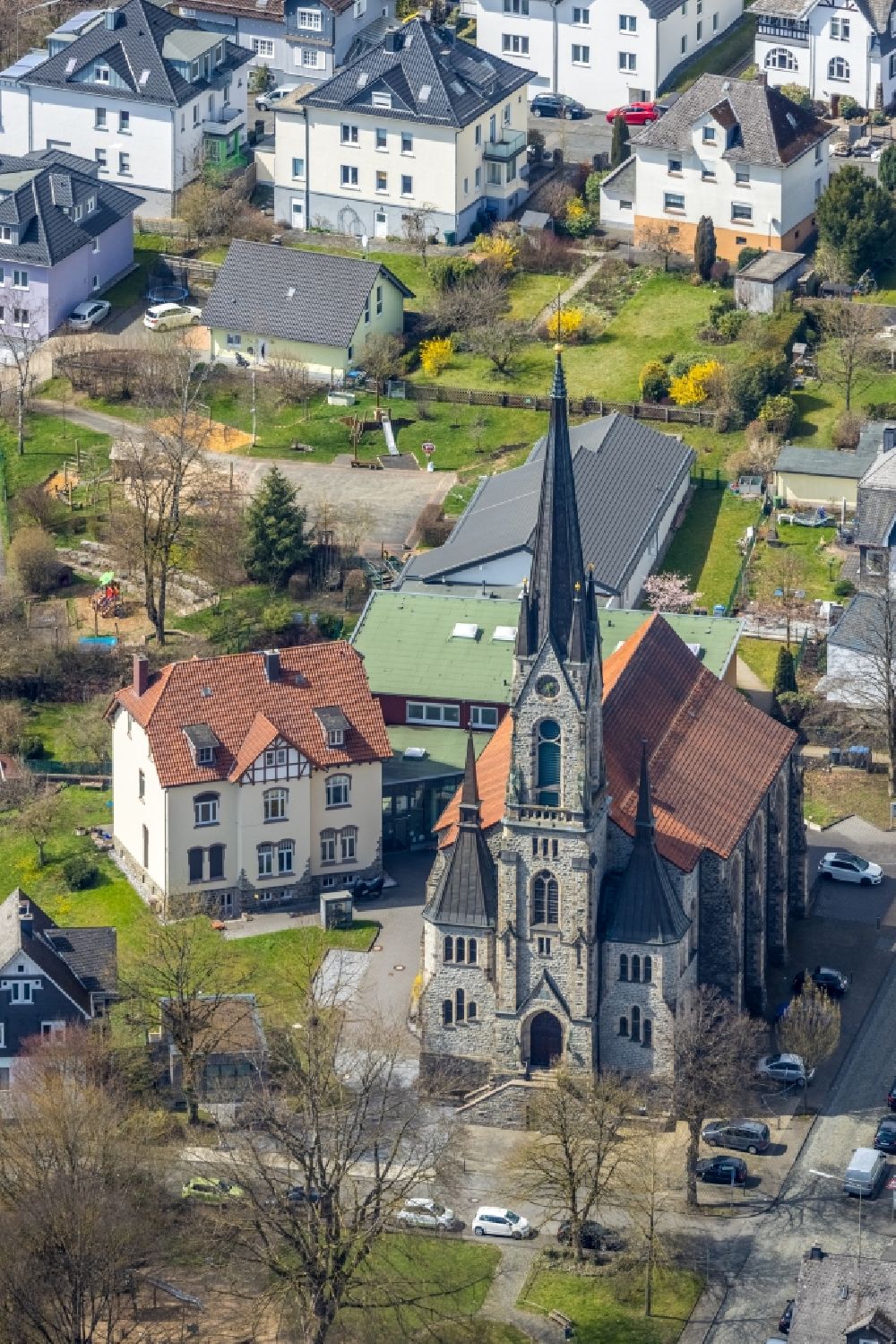 Luftbild Geisweid - Kirchengebäude in Geisweid im Bundesland Nordrhein-Westfalen, Deutschland