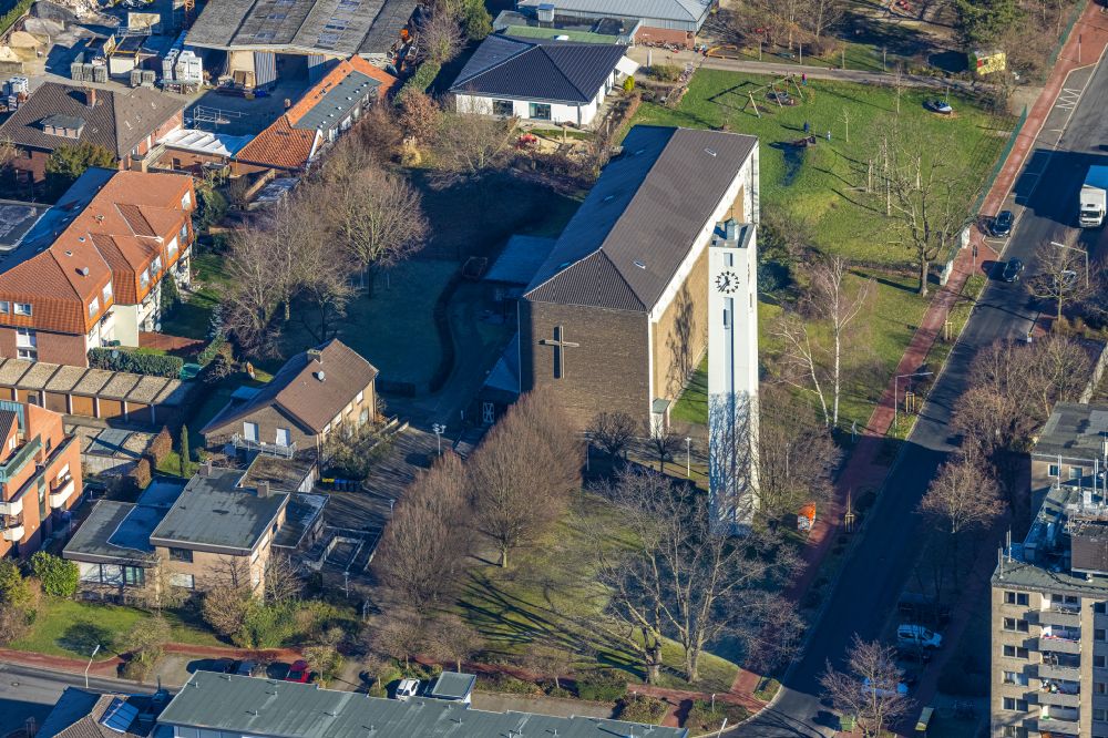 Luftbild Werne - Kirchengebäude St. Johannes in Werne im Bundesland Nordrhein-Westfalen, Deutschland