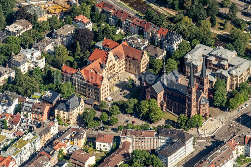 Freiburg im Breisgau von oben - Kirchengebäude der Johanneskirche in Freiburg im Breisgau im Bundesland Baden-Württemberg