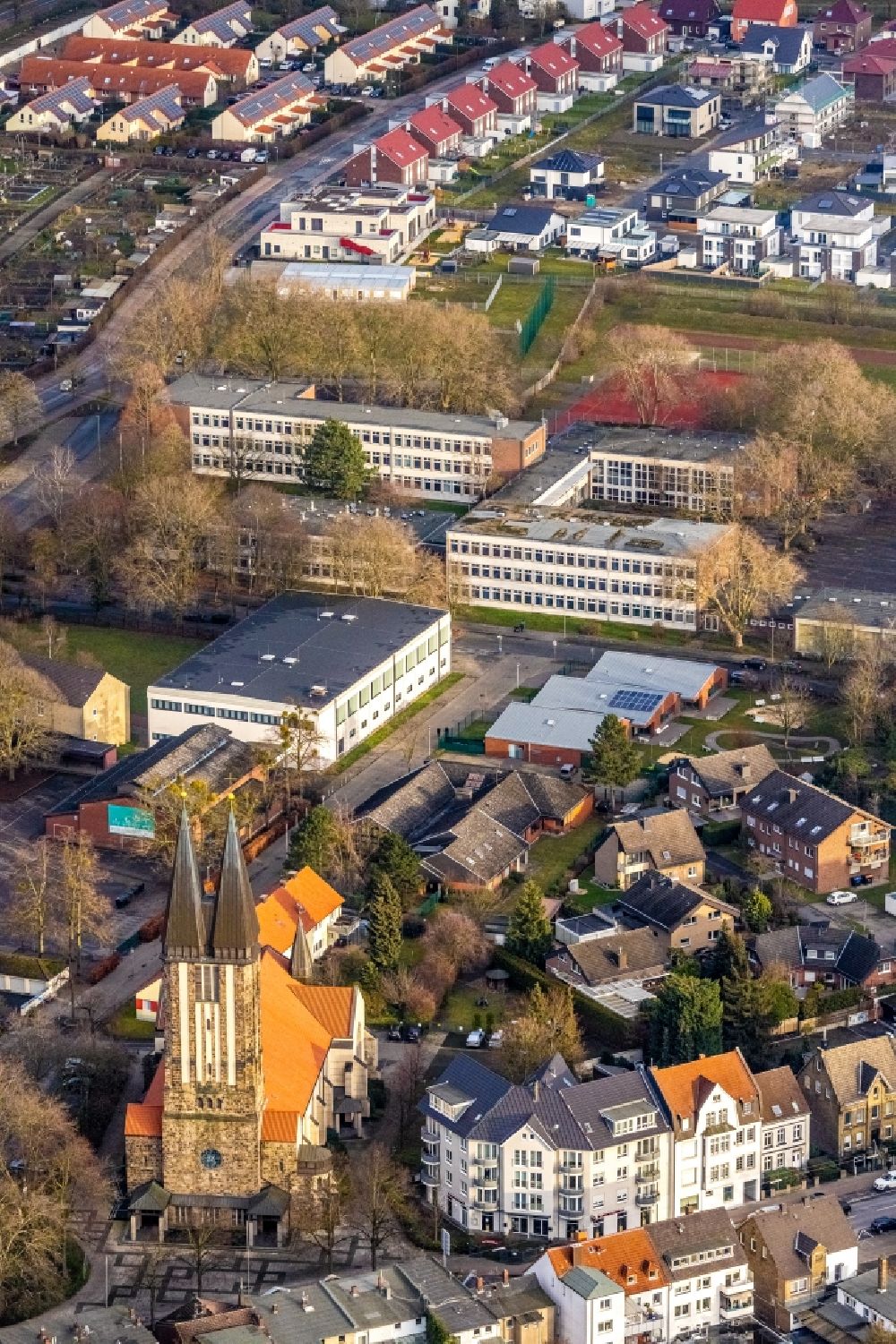 Luftaufnahme Hamm - Kirchengebäude der Liebfrauenkirche in Hamm im Bundesland Nordrhein-Westfalen