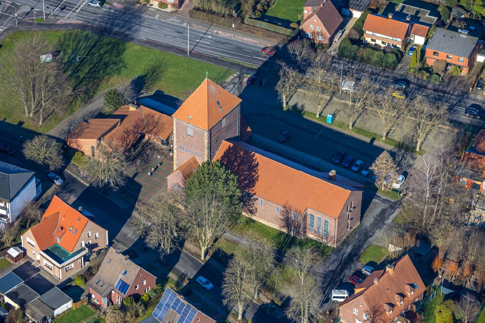 Luftbild Werne - Kirchengebäude Maria Frieden in Werne im Bundesland Nordrhein-Westfalen, Deutschland