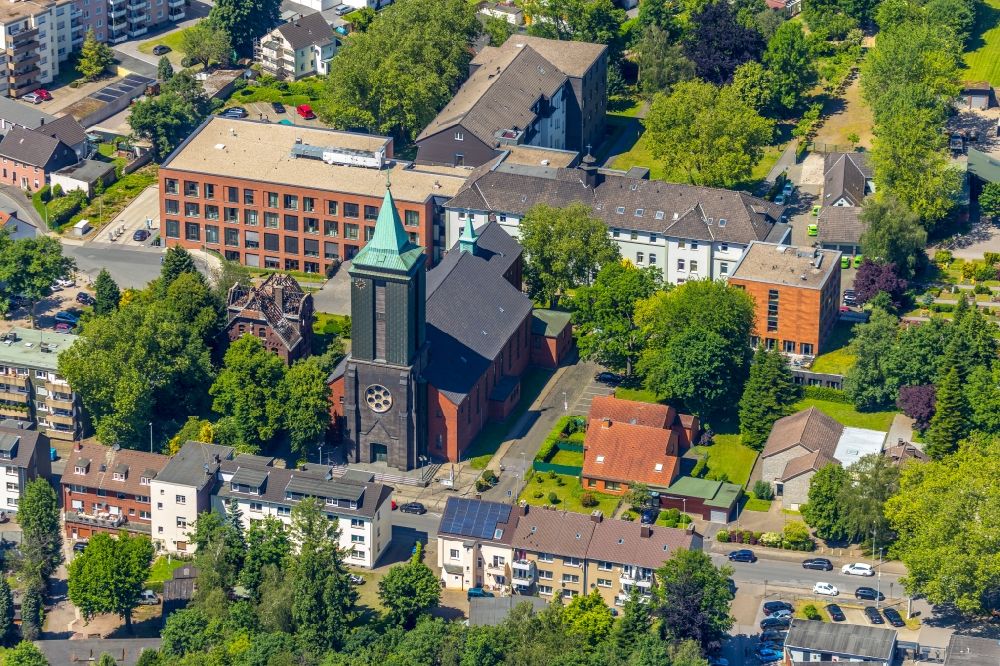 Luftbild Herne - Kirchengebäude der St. Marien Eickel in Herne im Bundesland Nordrhein-Westfalen, Deutschland