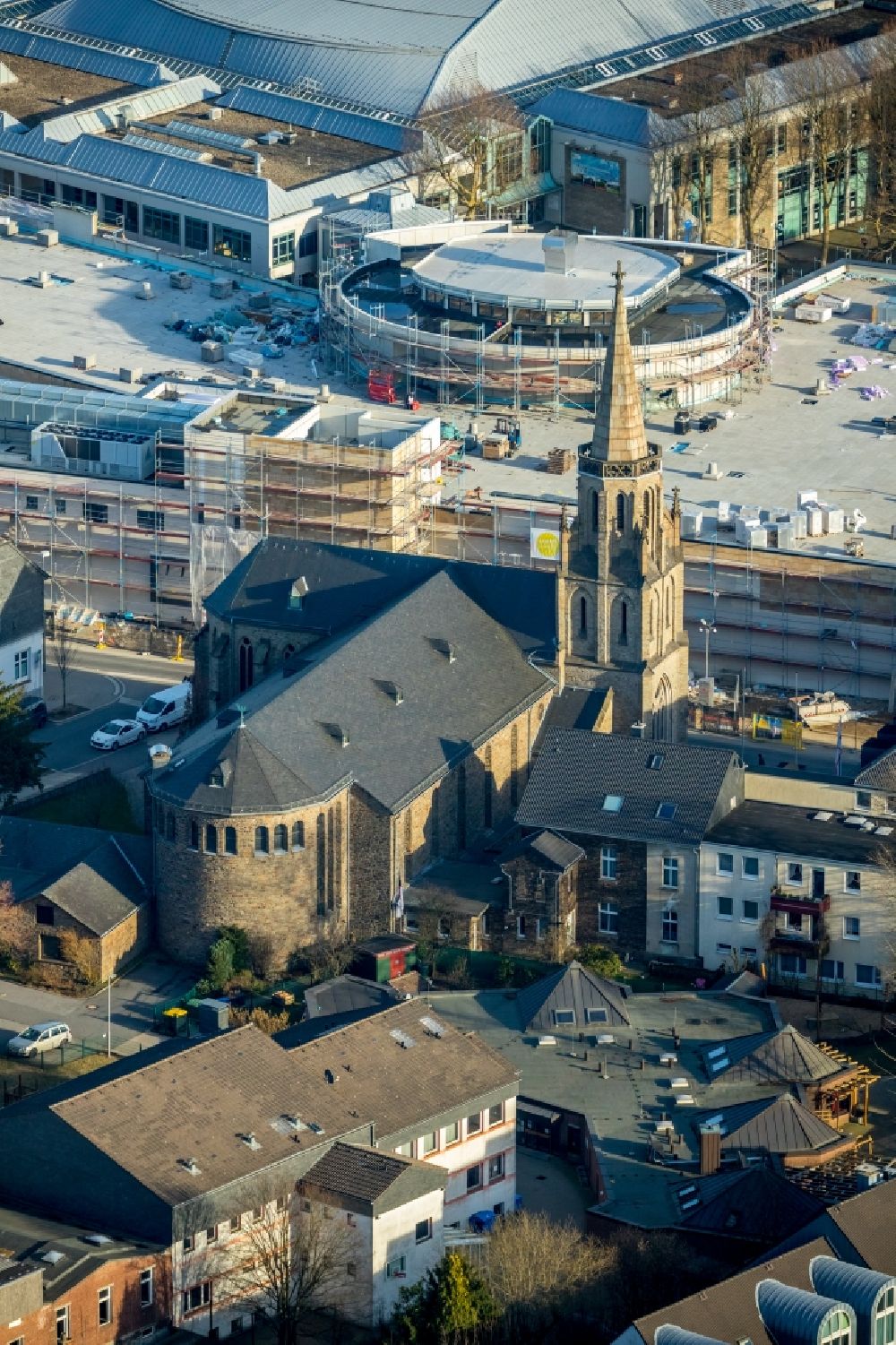 Luftbild Velbert - Kirchengebäude der St. Marien Kirche an der Kolpingstraße in Velbert im Bundesland Nordrhein-Westfalen, Deutschland